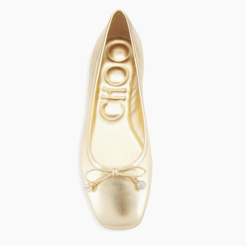 Jimmy Choo Elme Metallic Leather Ballet Flats